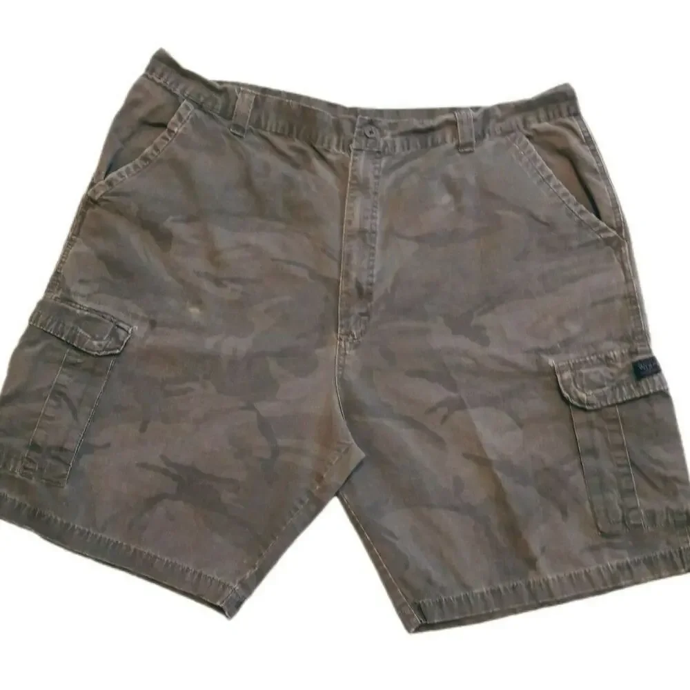 🪵🛠️Wrangler Camo Cargo Shorts 42 😎🟫🟩6‑Pocket Green Brown Outdoor Work